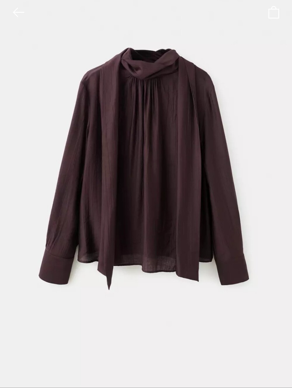 Mango Plum Textured Foulard Blouse with Scarf Tie - Picture 12 of 12